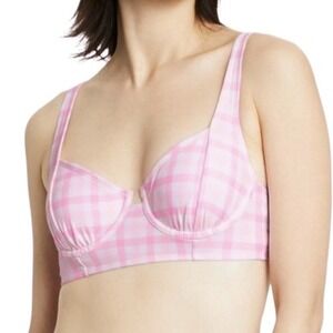 Stoney Clover Lane x Target Pink Gingham Striped Underwire Bikini Set Size L